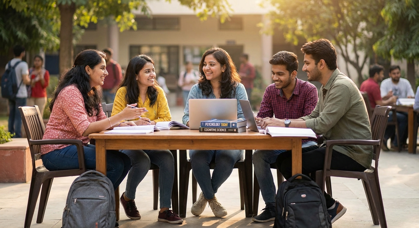 Group of students studying together