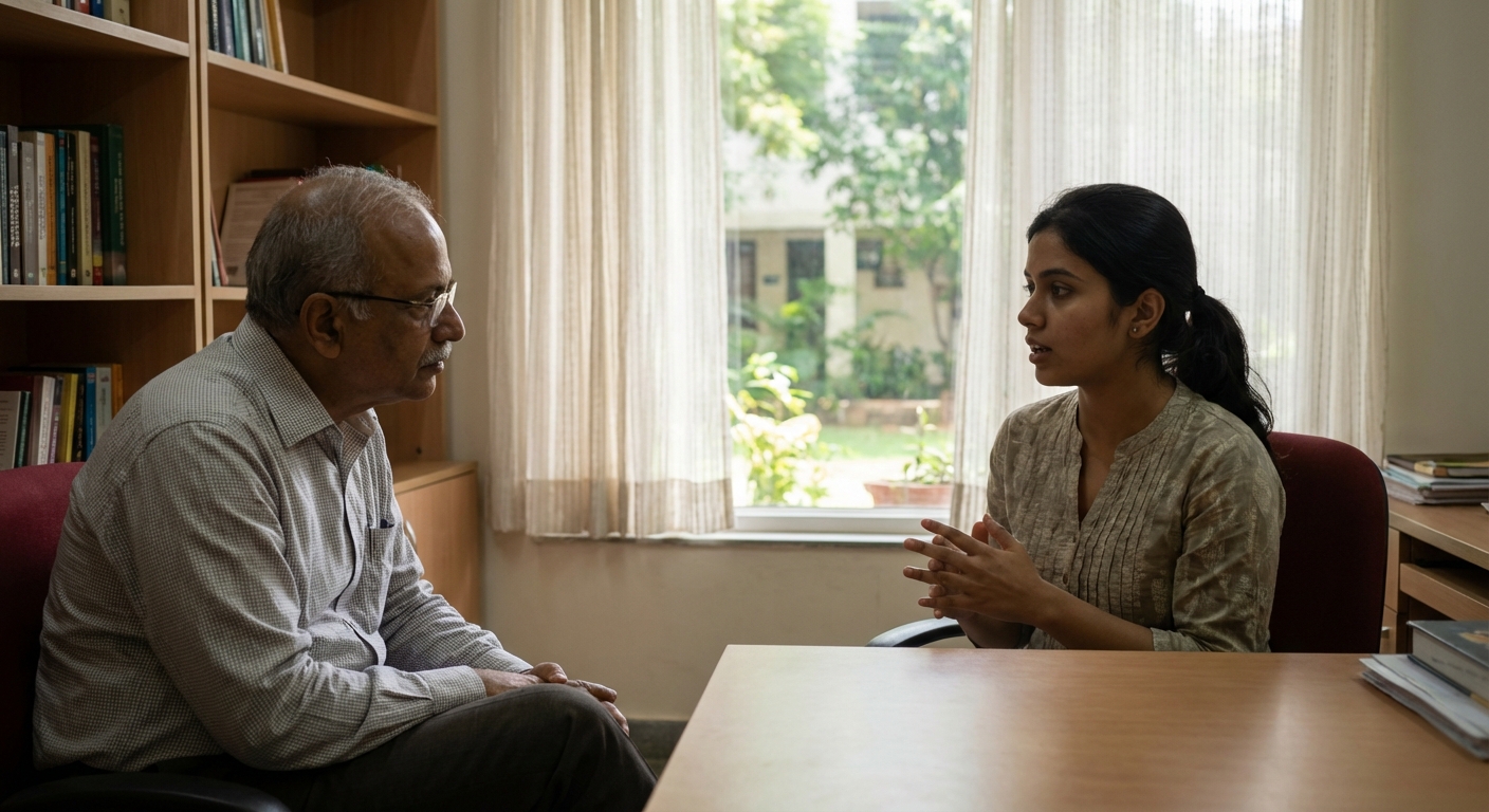 Counseling session between psychologist and student