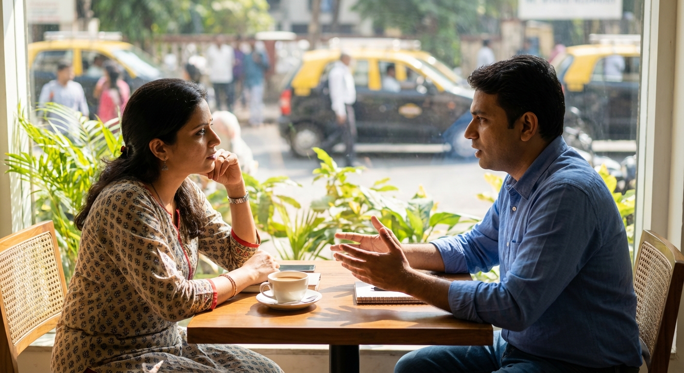 Two people having an open, respectful conversation