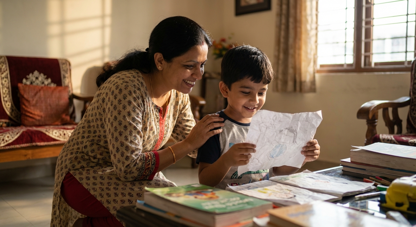 Parent praising child's effort rather than just results