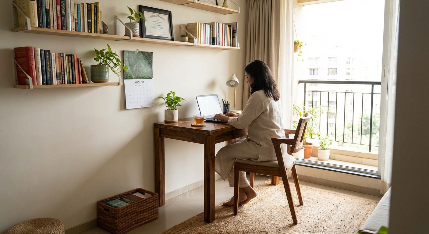 A well-organized home workspace designed for productivity