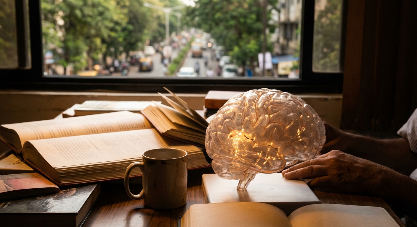 Brain with neural pathways lighting up symbolizing learning and growth