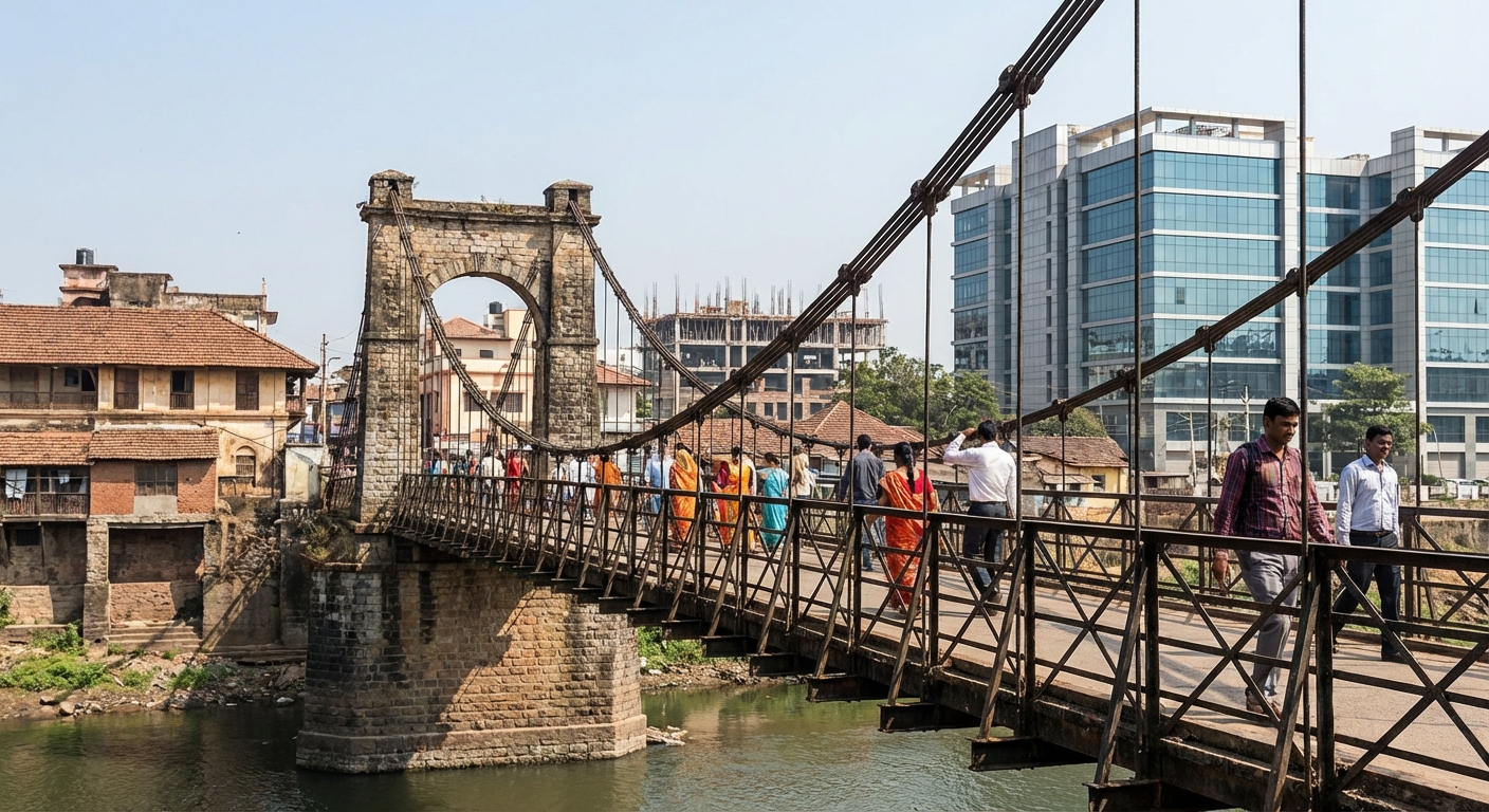 A bridge symbolizing connection between traditional expectations and modern aspirations