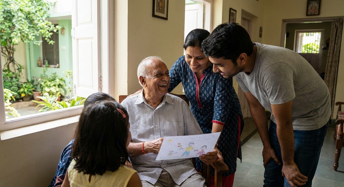 Elderly person enjoying time with family