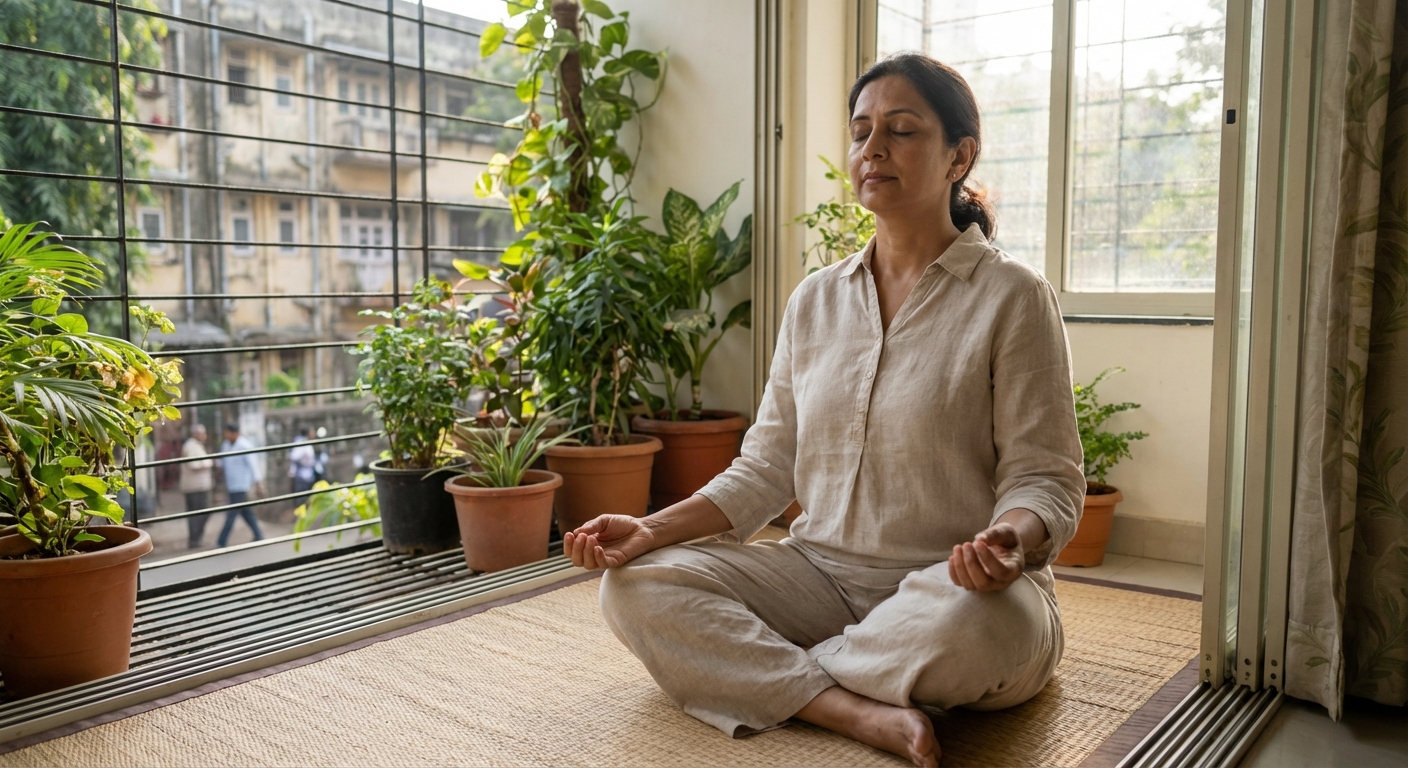 A person practicing mindfulness and relaxation