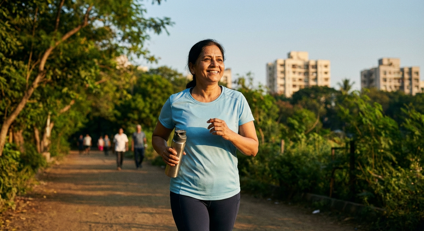 A person engaging in healthy lifestyle activities