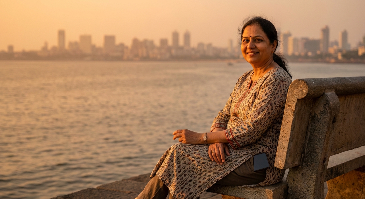 A person looking peaceful and content while enjoying a sunset, with their phone tucked away in their pocket
