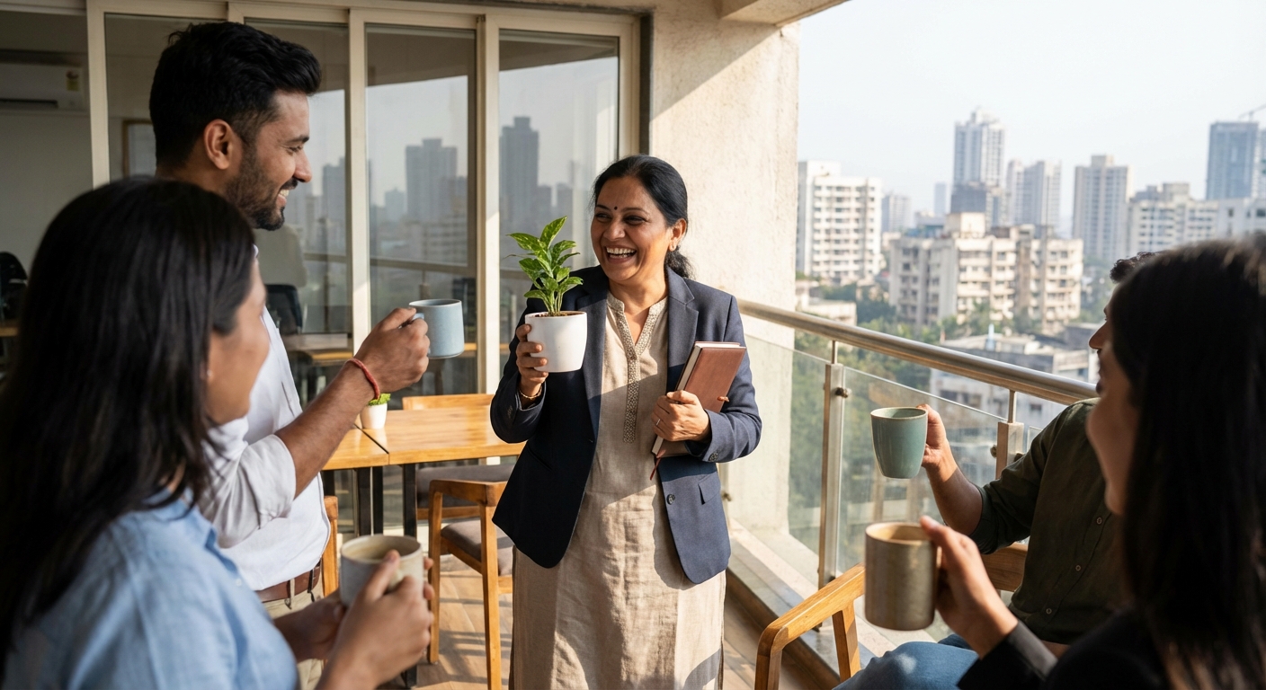 A professional celebrating new beginnings