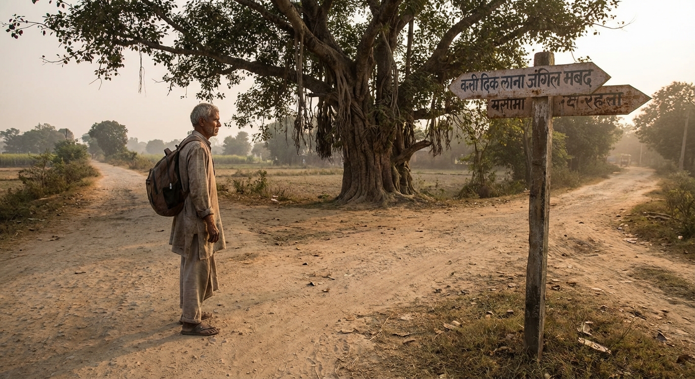 A symbolic crossroads in life's journey