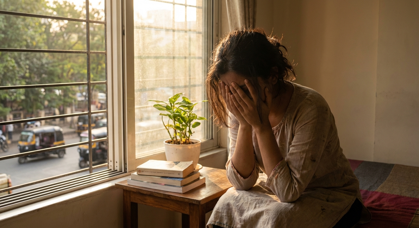 A person experiencing emotional turmoil but with rays of hope