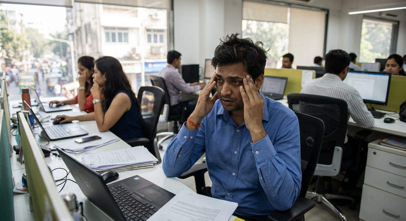 Professional dealing with workplace stress