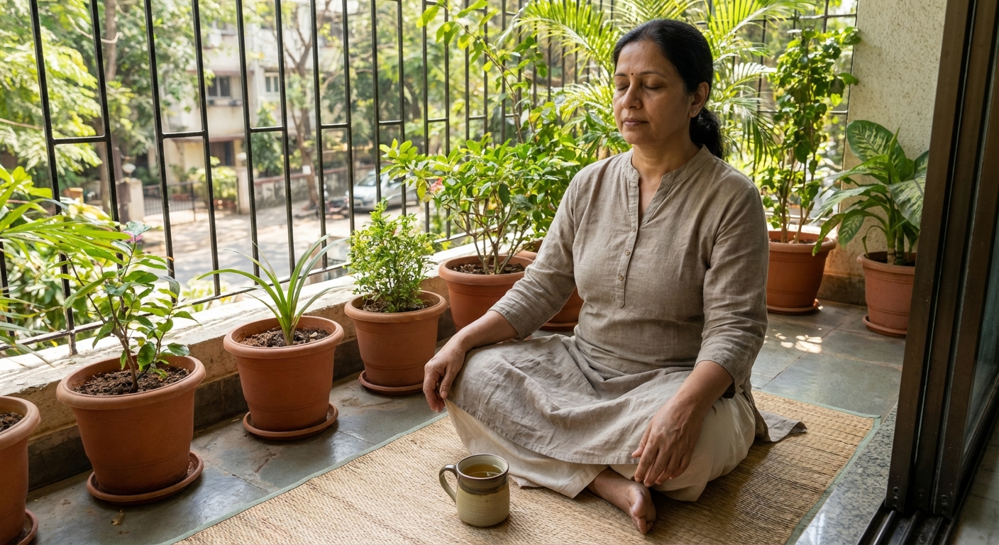 A person practicing mindfulness and self-care