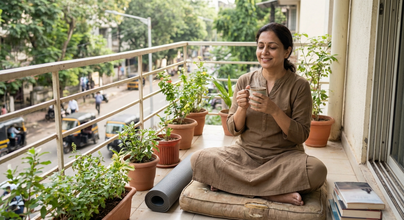 A professional practicing mindfulness and self-care