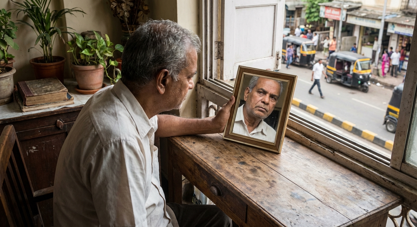 A person looking at their reflection, representing self-awareness and introspection
