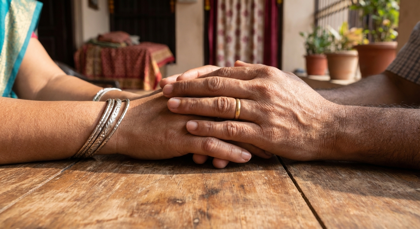 Two hands gently intertwined, symbolizing emotional and physical connection between partners