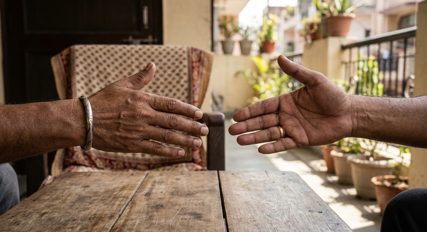 Two hands reaching toward each other but not quite touching, symbolizing the gap created by broken trust