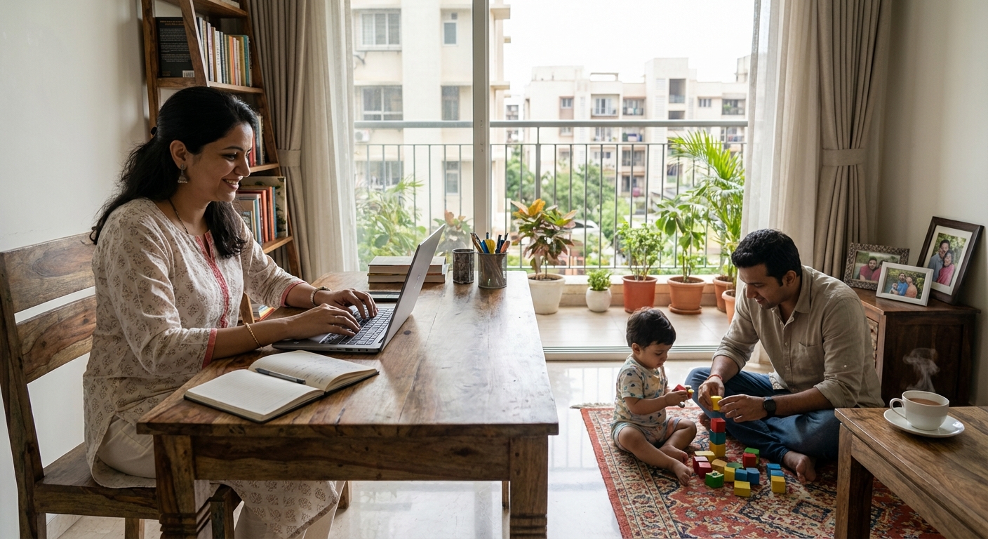 A balanced scene showing work-life harmony