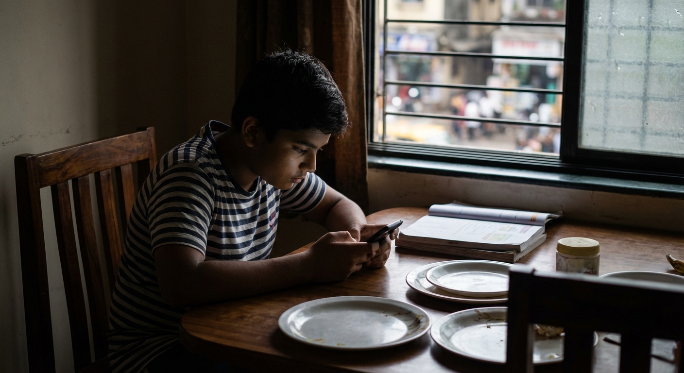 A visual representation of warning signs of phone addiction in teenagers