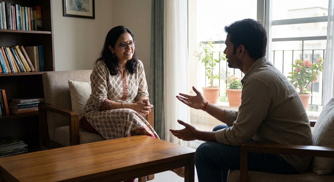 A supportive therapy session between a counselor and client