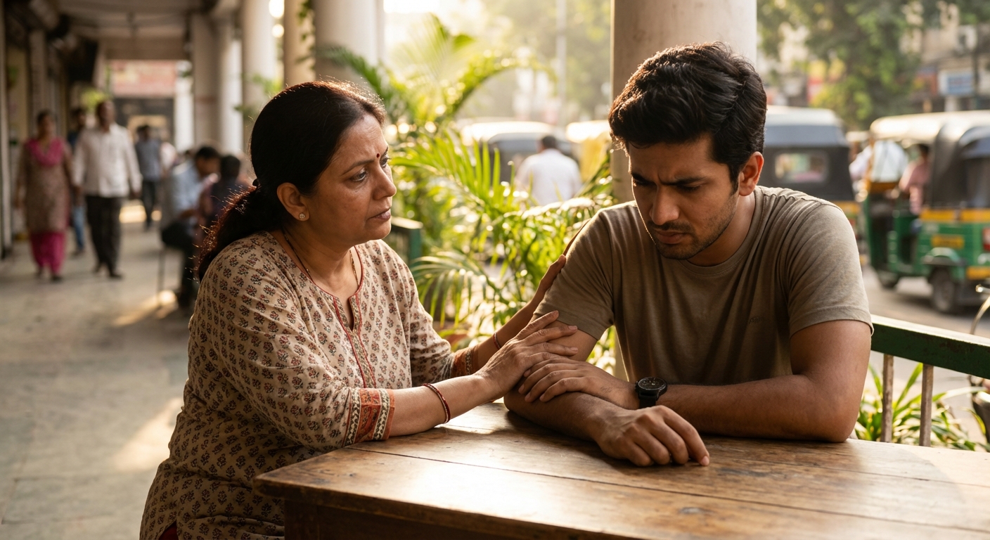 A caring friend or family member showing gentle concern