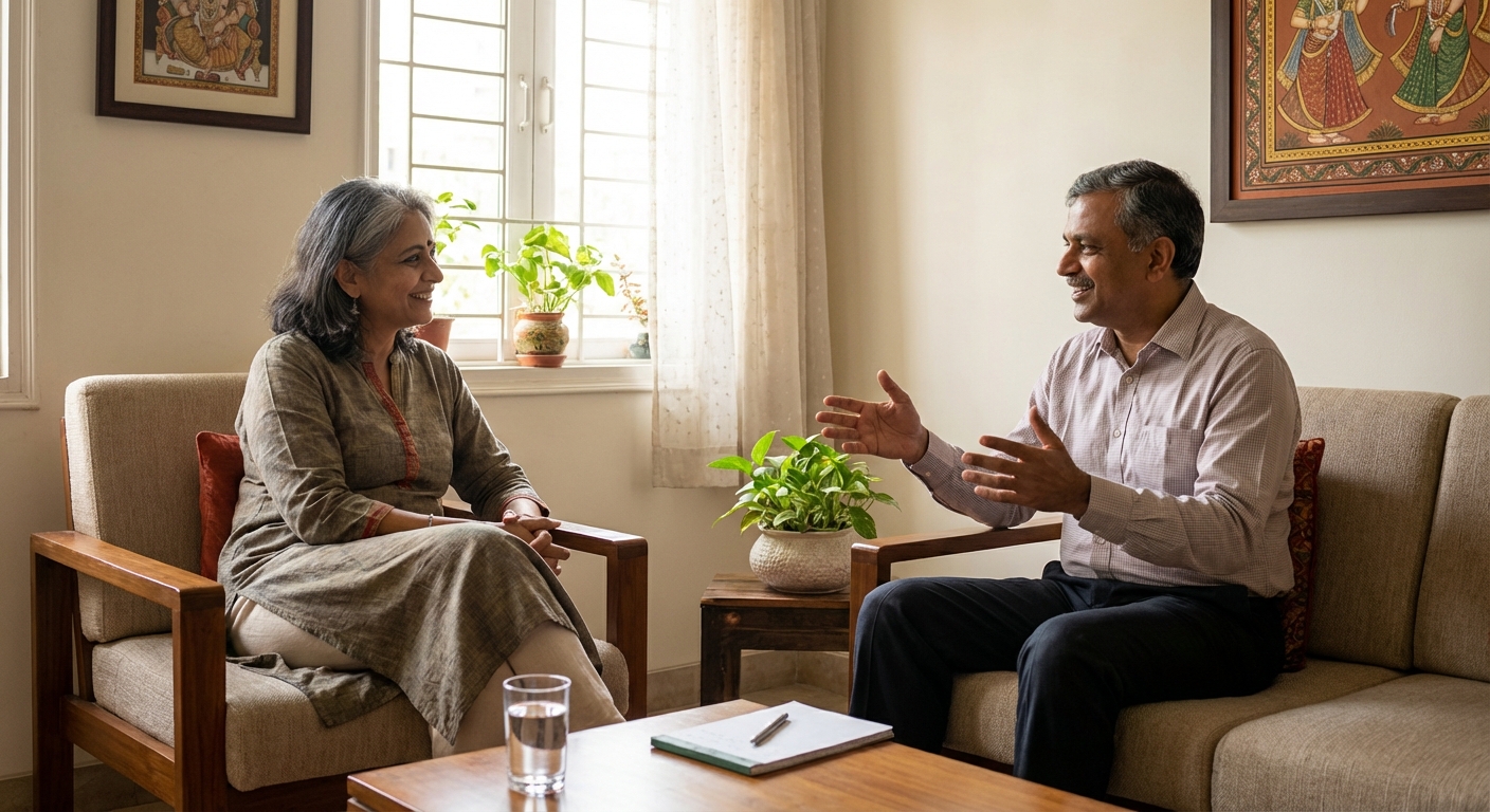 Person in therapy session with counselor